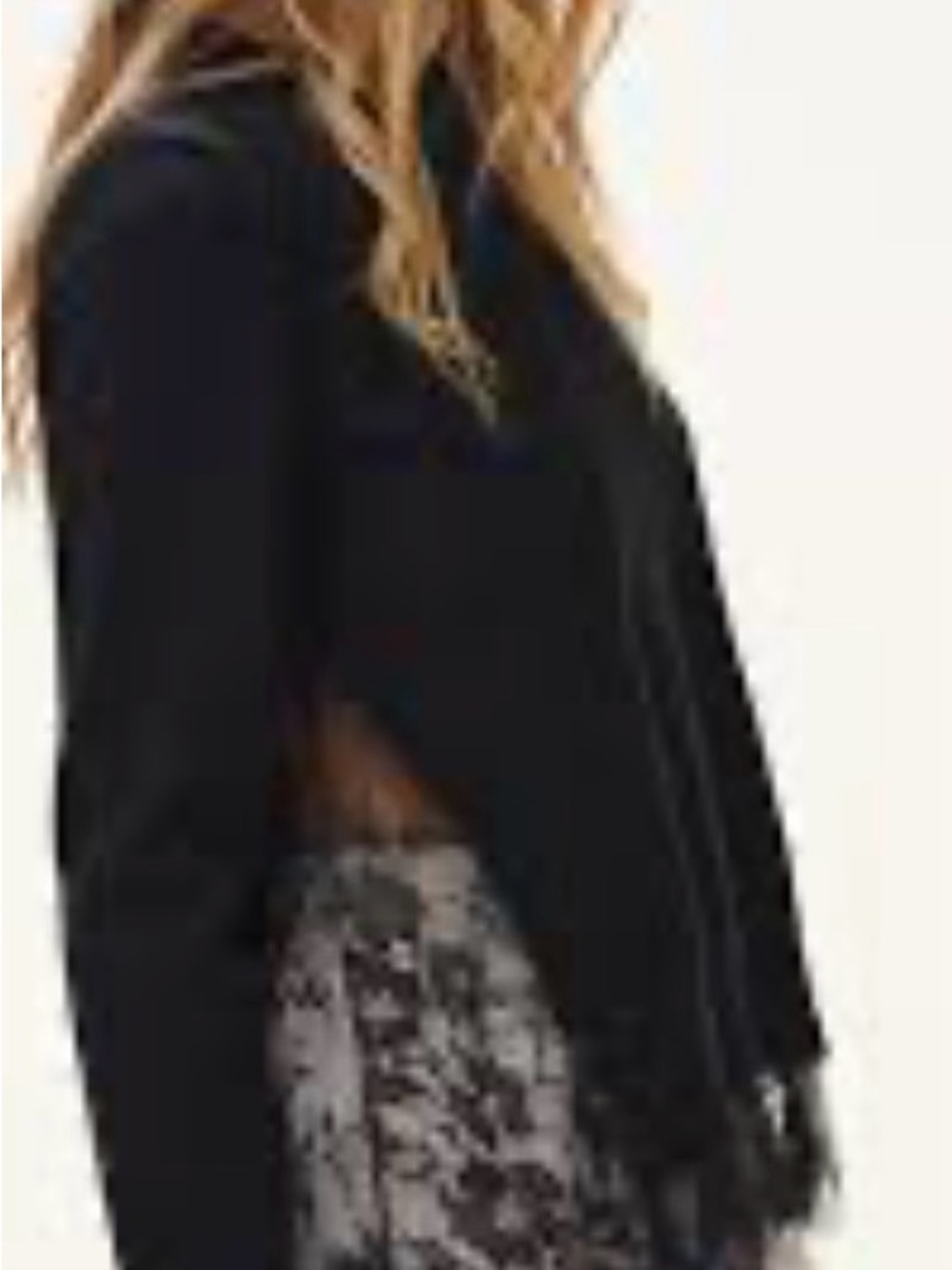 Commense Black Fringe Top